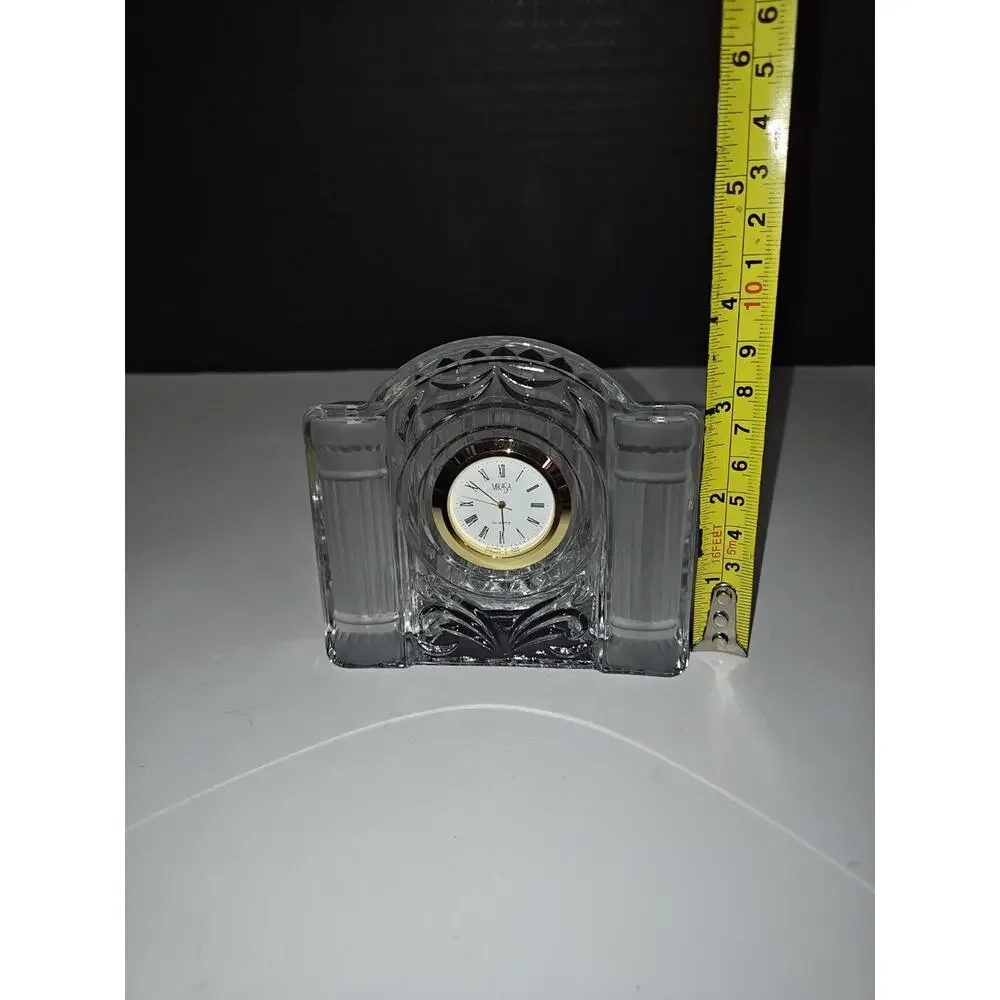 Mikasa Crystal Cotillion Frost Analog Quartz Mantle Desk Clock Home Decor